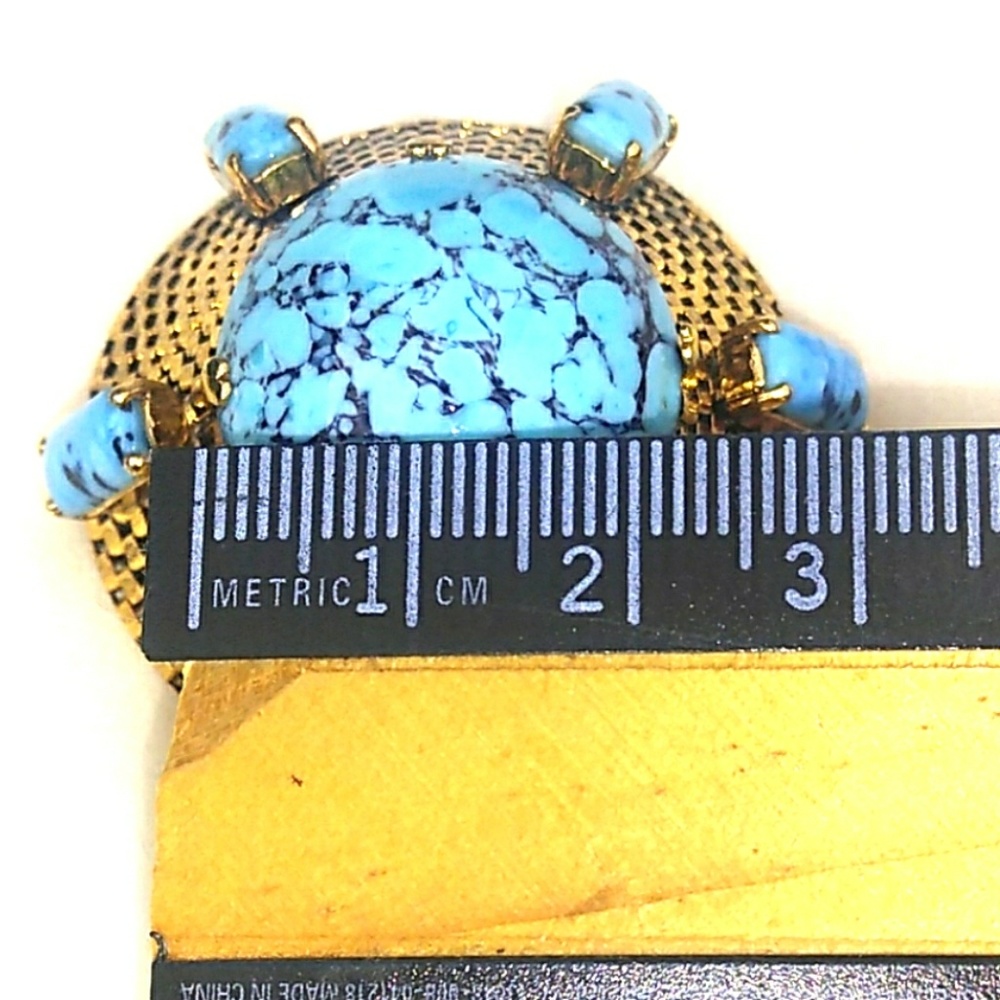 RARE 1963 Christian Dior Domed Blue Stone Brooch - Picture 7 of 8
